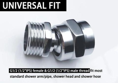 Solid Brass Shower Head Swivel Ball Adapter With Hand Shower Connector And Arm Extension In Oil Rubbed Bronze, Smooth 360 Degree Rotation, Leak Free, Durable Brass Construction, No Fuss Install For Any Standard Shower, G1/2 male female threads