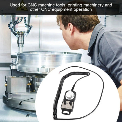 Male technician using 5V Cnc 4 Axis Electronic Handwheel With Manual Pulse Generator And Multiplier Switch for machine operation.