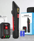 Two Part Circuit Breaker Finder Kit With Lcd Screen And Gfci Outlet Tester including manual, batteries, and digital reader.