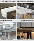 Different countertops paired with Heavy Duty Steel Table Legs And Removable Metal Frame For Dining Office Coffee Tables Pro Grade DIY Desk Brackets.