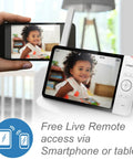 1080p WiFi Baby Monitor With 360° Pan Tilt 7-Inch Screen HD Night Vision showing child on smartphone and tablet via remote access