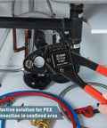 Angle Head PEX Crimping Tool for Copper Rings 1/2 and 3/4 Inch IWS-1234C Angle Combo Crimper used under sink plumbing