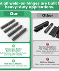 4 Pack 6 Inch Heavy Duty Weld On Hinges Bullet Barrel Shape Grease Zerk Fitting Solid Carbon Steel Frame for strong and reliable use.