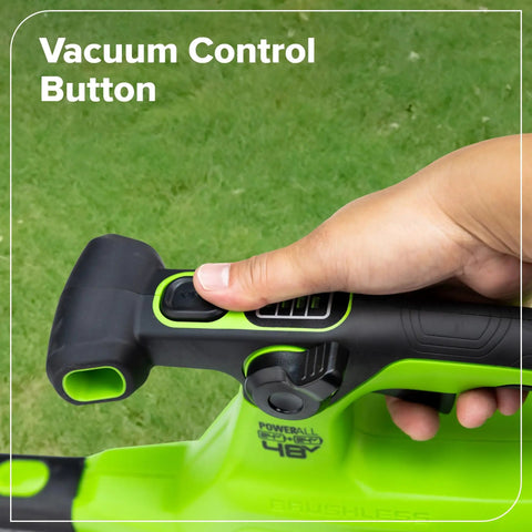 Hand adjusting vacuum control on Three In One Cordless Leaf Blower Vacuum Mulcher With Dual 48V Batteries And Fast Charger