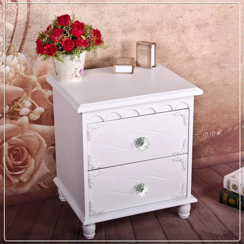 No Hassle Premium Clear Glass Crystal Cabinet Knobs 8 Pack Round Drawer Pulls With Slick Mirror Shine Including Three Mounting Screws For Quick Home Decor Refresh Project on white nightstand.