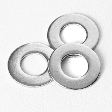 Stainless steel flat washers, 3/16 in ID, 9/16 in OD, 100-pack – close-up view