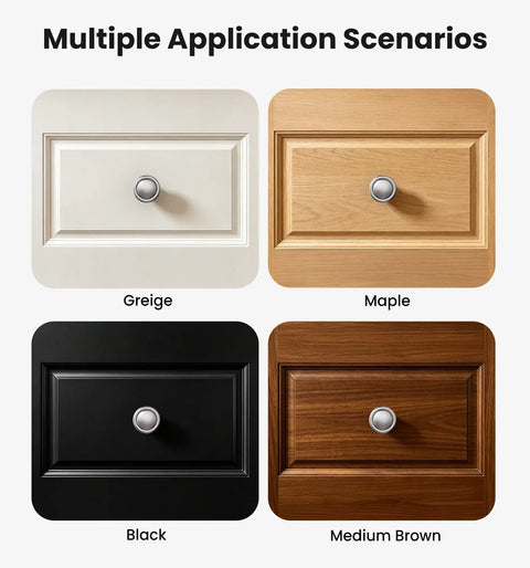 10 Pack 1-1/4 Inch Brushed Nickel Solid Zinc Alloy Euro Style Cabinet Knobs And Drawer Pulls on various wood finishes