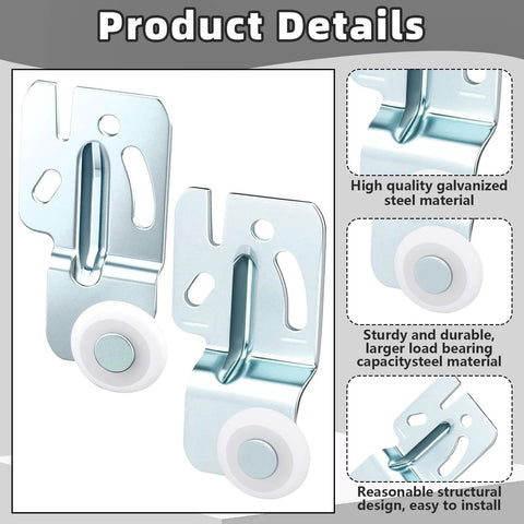 4 Pack Closet Sliding Door Roller Kit For Top Hung Bypass Wardrobe Doors Replacement Wheels With 8 Screws Includes 1/4 Inch And 1/2 Inch Thick Doors