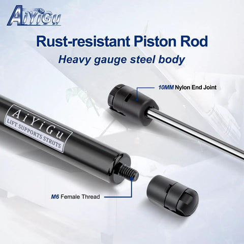 Solid 20 Inch Gas Struts And Lift Supports featuring rust-resistant piston rod with nylon end joint and M6 female thread.