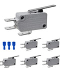 Six Pack Micro Limit Switch SPDT 1NO 1NC with hinge lever snap action, ideal for Arduino KW3A 16A 125 250V projects and DIY electronics