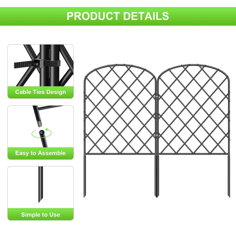 10 Pack Decorative Garden Fence Panels, 24 Inch High, 10 Feet Long When Connected, Rustproof Metal Wire Border Edging Fencing For Outdoor Patio Garden Yard, Arched Design, Easy Extension And Setup.