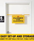 Heavy Duty Extend To Fit Doorway Safety Sign Closed For Cleaning Hanging Sign For Doorways Up To 50 Inches Easy Setup Built Tough