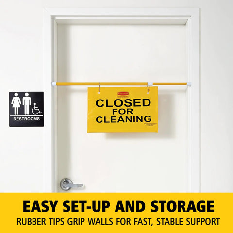 Heavy Duty Extend To Fit Doorway Safety Sign Closed For Cleaning Hanging Sign For Doorways Up To 50 Inches Easy Setup Built Tough