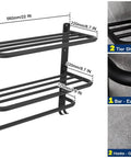 Foldable Double Towel Rack With Towel Bar And 5 Hooks Space Aluminum Wall Mount Shelf For Bathroom And Kitchen No Drill Easy Install 23 Inch Chrome Finish Durable And Space Saving Design, shown with tiered shelf, towel bar, and hooks