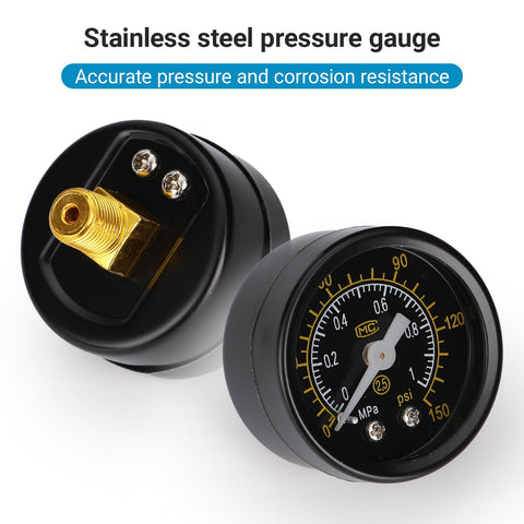 Stainless Steel Air Compressor Pressure Regulator One Quarter Inch PT With Mounting Bracket And Gauge Adjustable 0 To 160 PSI