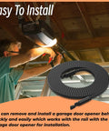 Heavy Duty Garage Door Opener Drive Belt 237 Inches Long For 7 Foot Doors Replacement Belt 41A5250 being installed