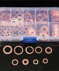 Heavy Duty Copper Washer Gasket Kit With 100 To 200 pcs Plus Nuts Bolts For Car Sump Plug Seals Engine Fixes Heat Resistant Performance Reliable Universal Fit For Many Types Ensuring Tight Seals For Part Maintenance Auto Repair Easy Install Today, assorted M4-M14 washers in case