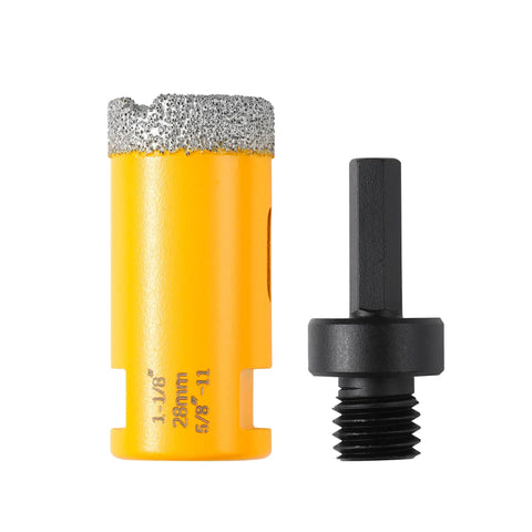 Get Your Renovation Done Right With This Badass 14 Pc Diamond Tile Hole Saw Kit Including Sizes From 6 Mm To 100 Mm Plus Chamfer Bits And Heavy Duty Diamond Blade For Smooth Drilling In Marble Ceramic And Porcelain Tile No Sweat Guaranteed; 28mm diamond hole saw with black hex shank for use with drills.
