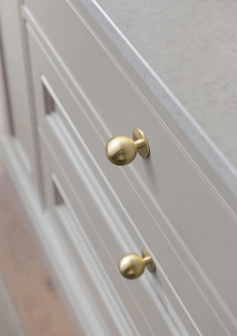 Solid Brass Cabinet Knob Set Of 6 Unlacquered Brass Round Ball Drawer Pulls For Kitchen Cabinets Vanity Dresser One And One Eighth Inch Diameter