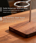 Premium Sturdy North American Black Walnut Pour Over Coffee Maker Stand with steel holder and elegant walnut base.
