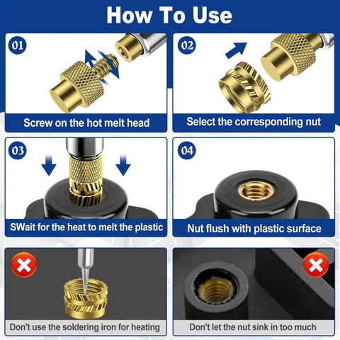 Guide on using the Must Have Soldering Iron Heat Set Kit For 3D Printing Enthusiasts with threaded inserts and plastic parts