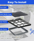 Diagram of Rugged Recessed Drain Cover For Lawn, Driveway And Patio, Heavy Duty 42 By 42 Inch Outdoor Storm Drain Panel layers.