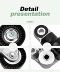 Complete Serpentine Belt Drive Kit With Tensioner Pulley For Mazda 2.0L 2.3L 2.5L Engines 2012-2021 Includes Mazda 3 6 CX-3 CX-5 CX-9 MX-5 Miata CX-30 2.0L 2.5L Replacement close-up of belt pulley and tensioner parts