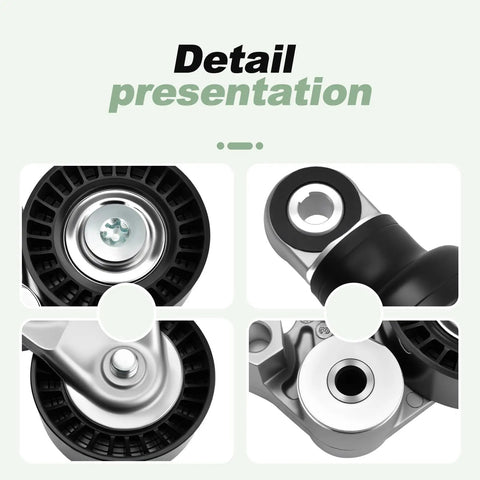 Complete Serpentine Belt Drive Kit With Tensioner Pulley For Mazda 2.0L 2.3L 2.5L Engines 2012-2021 Includes Mazda 3 6 CX-3 CX-5 CX-9 MX-5 Miata CX-30 2.0L 2.5L Replacement close-up of belt pulley and tensioner parts