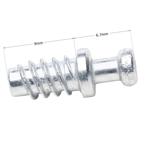 1000 Pack Zinc Screw In Dowel Furniture Connectors With Extended Cam Lock Heads For 3 16 Inch Holes, showing a detailed close-up of a zinc connector.