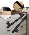 Under Desk Keyboard Tray Slide Rail Pull Out Drawer For Heavy Duty Steel Glide, Smooth Quiet Extension, Fits 27mm Desks, Black, 5 Height Settings shown installed and detached