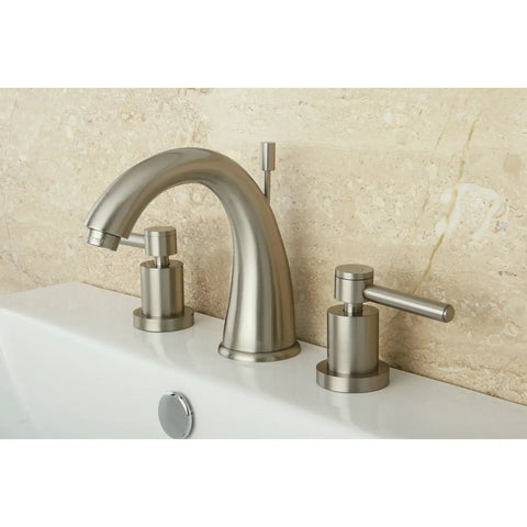8 Inch Widespread Bathroom Faucet Brushed Nickel With Drip-Free Ceramic Disc Cartridge, Deck Mount Three-Hole Installation