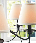 Set Of 6 Linen Drum Chandelier Lamp Shades For Ceiling Pendants, Clip On Hardback, 3 Inch Top, 6 Inch Bottom, 5 Inch High