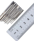 High Speed Steel Mini Metric Tap Kit, 10 Piece Threaded Tap Set For M1 to M3.5 Threads shown with ruler for scale