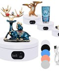 360 Degree Automatic Rotating Display Stand With Mute Electric Motor For Product Photography Video And Glitter Tumbler Making Supplies Spinner Base Perfect For Jewelry Watches And Small Crafts 16Cm with decorative items.