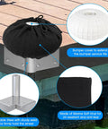 Dock Wheel Bumpers For Boats, Corner Mount Fender Covers, shown with hardware and protective cover on dock corner.