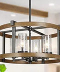 Farmhouse Chandelier For Dining Room And Kitchen Island Lighting With Bubble Glass Shades Rustic Open Cage Pendant Ceiling Light For Foyer