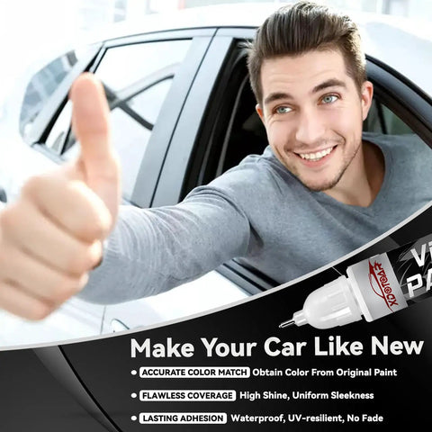 White Car Scratch Repair Pen For Quick Color-Matched Touch Up Paint That Blends Like A Pro next to person in car