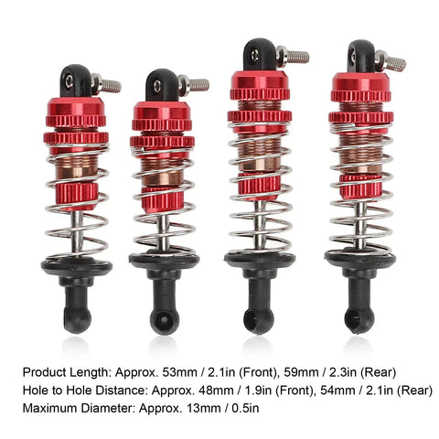 Beefed Up Hydraulic RC Shock Absorbers Front And Rear 53mm 59mm Aluminum Alloy Damper Red Suspension Upgrade For UD1601 UD1602 SG1603 SG1604