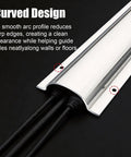 Stainless Steel Cable Cover For Ceiling Wall And Floor Paintable Cable Management Channel With Perforated Installation 79 Inch Long By 4.5 Inch Wide Heavy Duty Wire Protector For Home Office And Entertainment Rooms showing curved design with cables inside