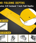 Beast 12 Inch Sheet Metal Folding Tool showing 3/8 and 1 inch fold depths for HVAC duct work and metal bending.