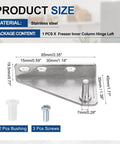 Stainless Steel Fridge Hinge Replacement With Left Shaft Zero Point Two Eight Inch Diameter And One Point Three Eight Inch Spacing Includes Screws And Bushings For Refrigerator Door Easy Install Durable Rust Resistant.