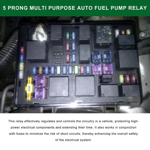 Solid Under The Hood Fuel Pump Relay 2 Pack 12 Volt 5 Pin Multi Purpose Auto Switch Direct Plug In Power Module in fuse box.