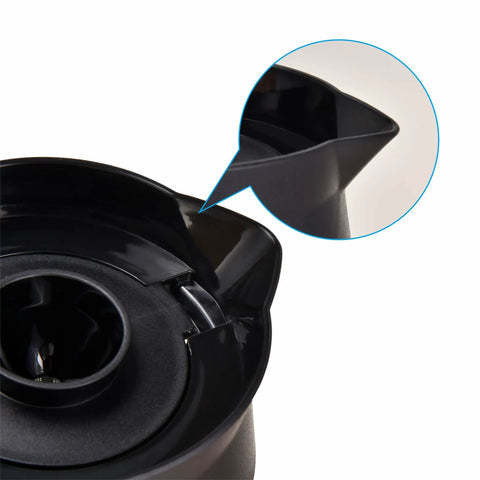 12 Cup Glass Carafe Replacement close-up of bird beak spout for CFP301 CM300 CM401 coffee makers, easy pour design.