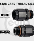 6AN Female Flare Swivel To 6AN ORB Male Adapter For Fuel Rail Fittings, black aluminum CNC machined, 9/16-18 UNF threads