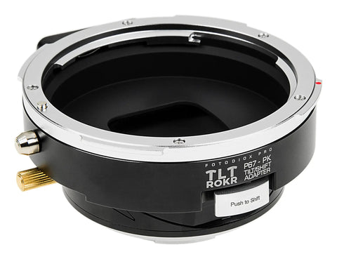 Tilt Shift Lens Mount Adapter For Pentax K Mount DSLRs Lets You Mount Old School 6x7 Lenses, All Metal Build, 10 Degree Tilt, 20mm Shift, 360 Degree Rotation, Tight, No Play Fit For Sharp, Versatile Portrait And Macro Shots, black and silver metal adapter