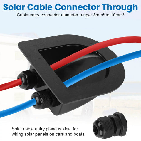 Waterproof ABS Solar Cable Entry Gland Double Pack For RV Campervan Boat Roof Fits 2mm To 6mm Cable Diameters IP68 Housing