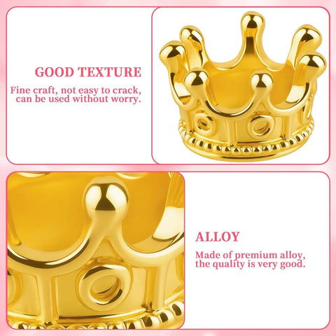 Gold Mini Crown Charms For DIY Jewelry Making 100Pcs Tiny King Crown Beads 3D Alloy Spacers showing detailed gold texture