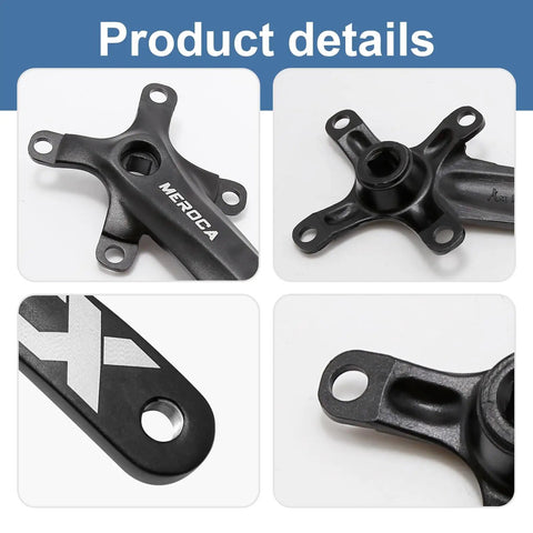 Beefy 170 Mm Mountain Bike Crank Set arms and details with 34T chainring attachment for single speed rides on MTB, E-bike