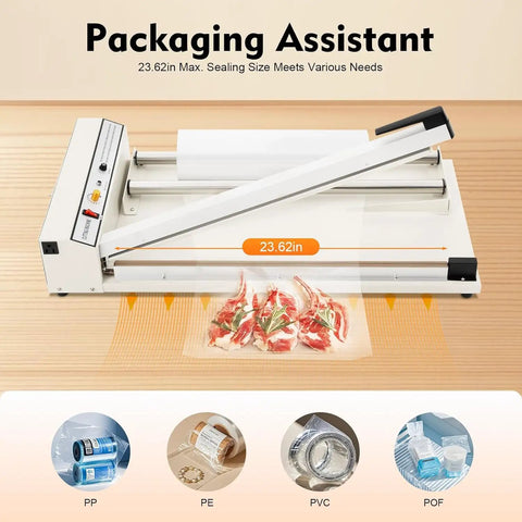 AOXHUGB 24 Inch Shrink Wrap Machine With Heat Gun, 572 To 968 Degree Adjustable Temperature for various plastic packing bags in use.