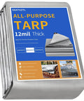 Heavy Duty Tough As Nails Waterproof Tarp 10x12 Ft All Weather Outdoor Tarp With Grommets And Reinforced Edges 12 Mil Thick